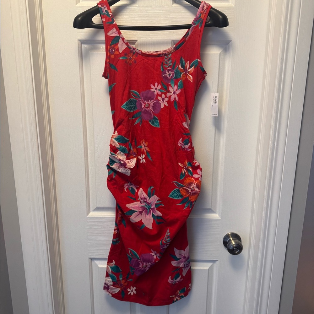 Old Navy Maternity Tropical Floral Red Sleeveless Dress with tags